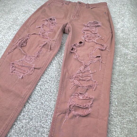 American Eagle Mom Jean Pink Distressed Ripped 10 X-Short - Picture 10 of 13
